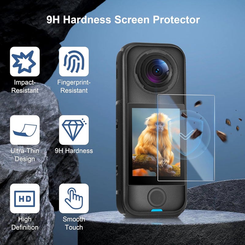 STARTRC حماية شاشة لـ Insta360 X4 Air، زجاج مقسى بصلابة 9H تغطية كاملة مع مجموعة تركيب، دقة عالية، تصميم منحني، مضاد لبصمات الأصابع - Image 2